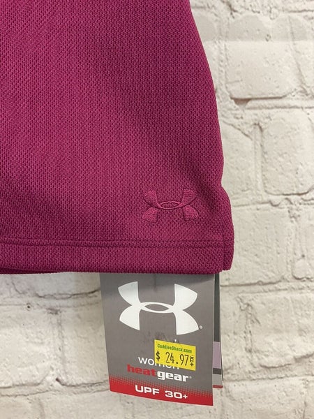 Under Armour Womens Heat Gear 537244 S Purple Berry Sleeveless Polo Shirt NWT