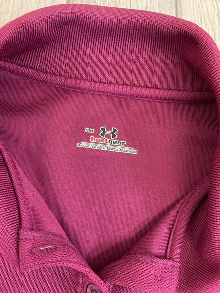 Under Armour Womens Heat Gear 537244 S Purple Berry Sleeveless Polo Shirt NWT