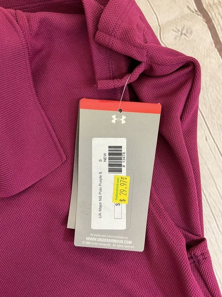 Under Armour Womens Heat Gear 537244 S Purple Berry Sleeveless Polo Shirt NWT