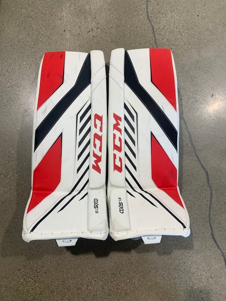 White Used 30" Intermediate CCM Axis 1.5 Goalie Leg Pads