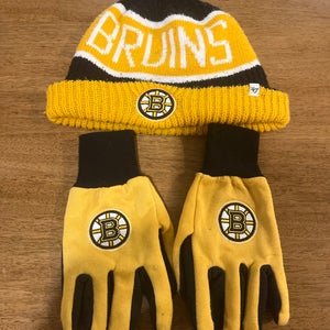 Boston Bruins Hat, And Gloves Set