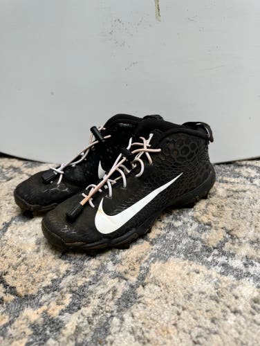 Black Used Kid's High Top Molded Cleats Trout