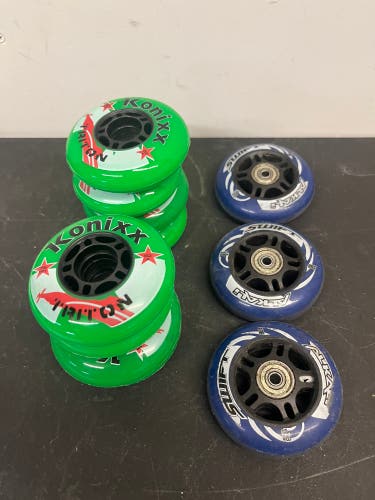 New Set Konixx RW Triton Roller Hockey Wheels Green 82A (4 x 76mm) (4 x 80mm)