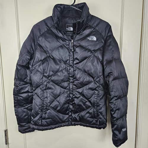 The North Face Women's M Quilted Puffer Jacket 550 Black Full Zip Goose Down