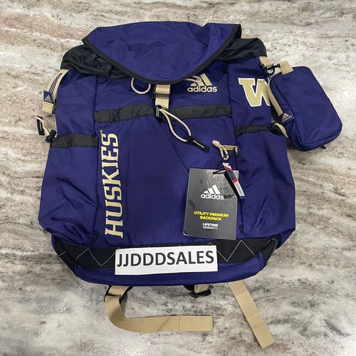 Adidas Washington Huskies Utility Premium Backpack Purple Gold Collegiate GA5740