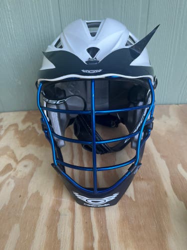 Used Cascade Pro 7 Lacrosse Helmet White with Blue Mask