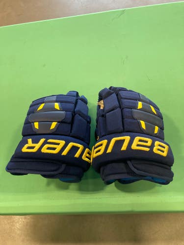 Blue Used Senior Bauer Nexus 2N Merrimack College Gloves 13" Pro Stock