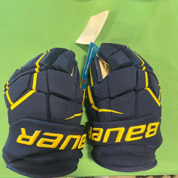 Blue New Senior Bauer Supreme Ultrasonic "Merrimack College" Gloves 13" Pro Stock