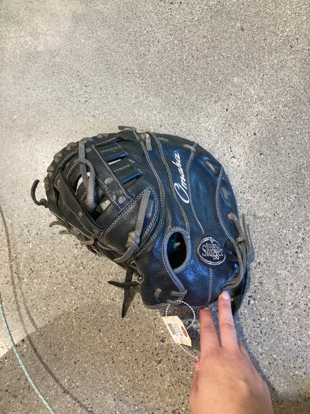 Black Used Louisville Slugger Omaha Left Hand Throw First Base Baseball Glove 13"