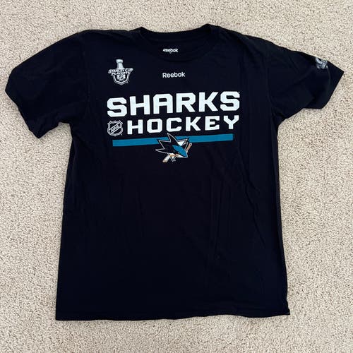 San Jose Sharks Reebok 'Sharks Hockey' Black Shirt Men's Medium
