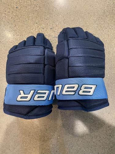 Blue Used Senior Bauer "Central Valley Warriors" Pro Series Gloves 15"