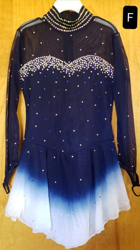 Child Crystalled Blue/White Ombre figure Skating Dress