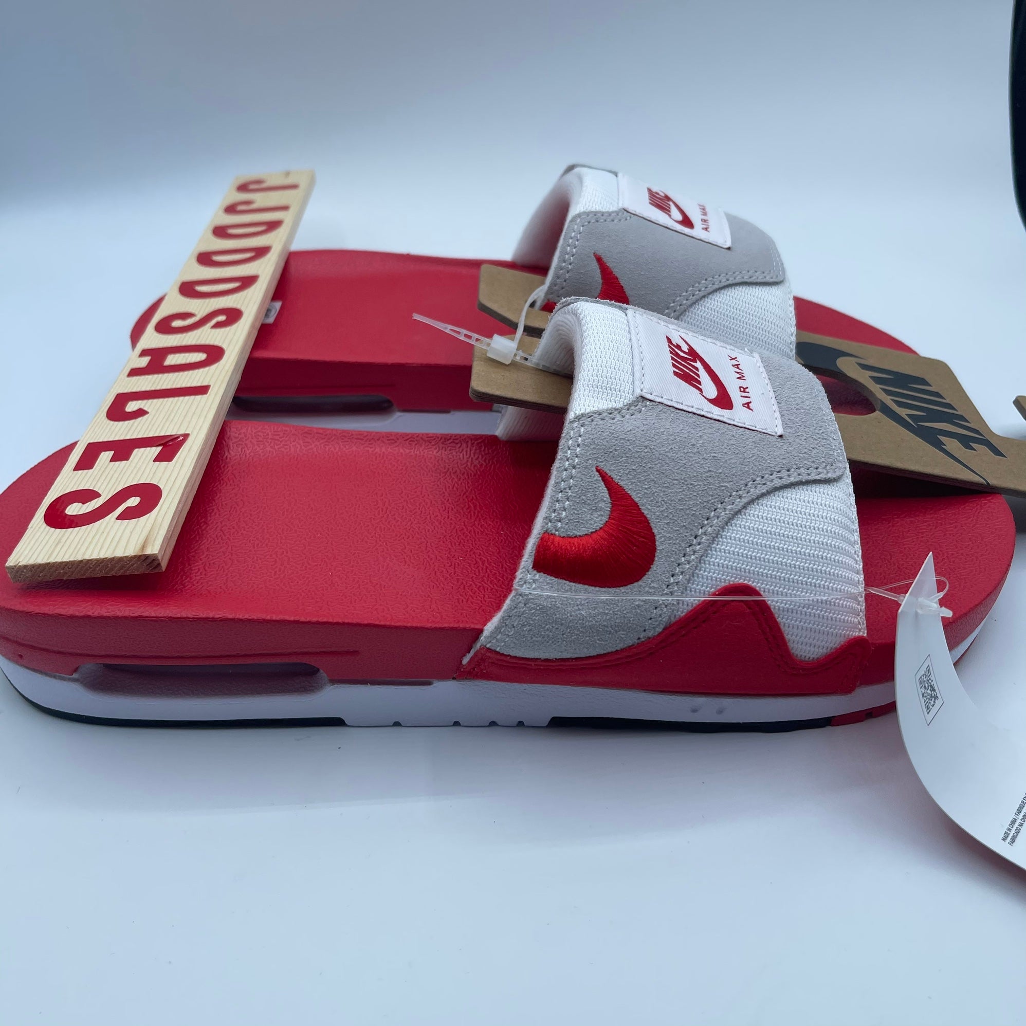 Nike Air Max 1 Slides \'White Red\' Sandals Beach Pool DH0295-103 Mens Mens Nike Air Max 1 Slides Sandals Beach Pool Size 14 DH0295  main image 2