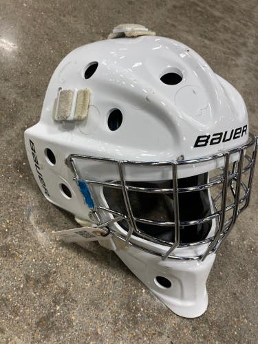 White Used Junior Bauer 930 Goalie Mask