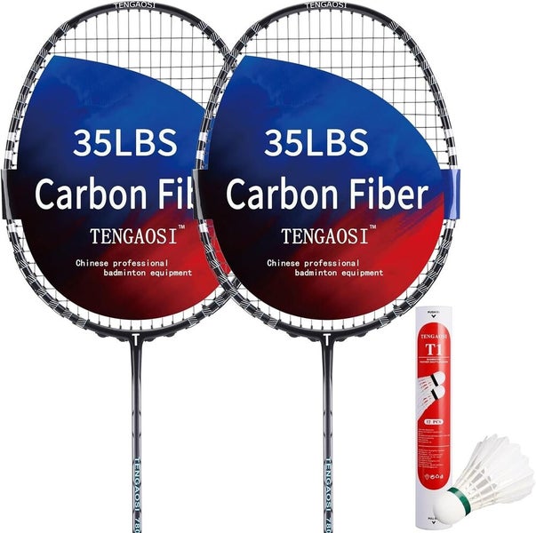 Tengaosi Professional Badminton Racket Set of 2 Unisex-Adult (Black)