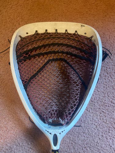 Warrior Zoo Lacrosse White Goalie Head Strung With Red Mesh Used - No Shaft