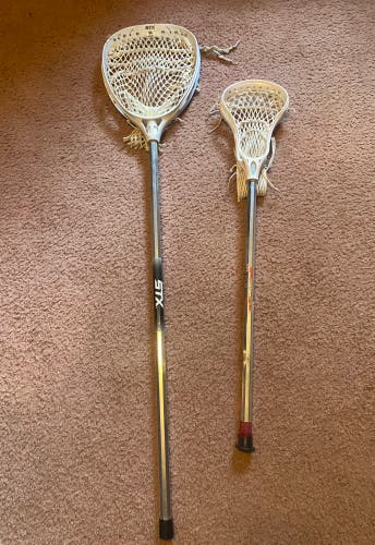 STX Mini Lacrosse Goalie Stick Youth + Mini Warrior Evo Pro Lacrosse Stick