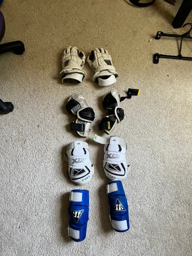 *USED* 3 Sets Youth Elbow Pads And Maverik M5 Gloves