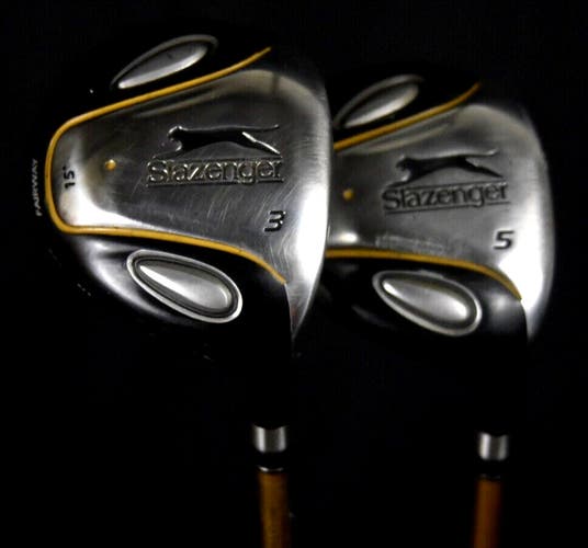 SLAZENGER 5 & 3-WOOD SET LOFT:15 18 FLEX:STIFF LENGTH:42 IN RH NEW GRIPS