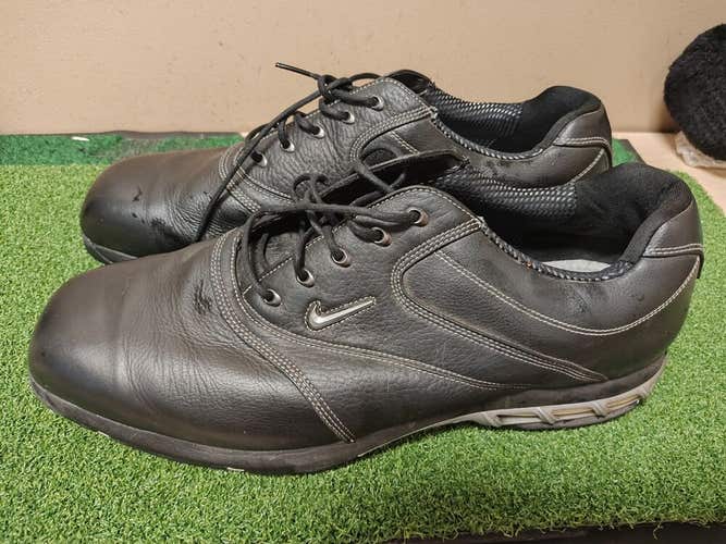 Nike Zoom Air -Men's Sz 14 -Black Leather - Soft Spike Golf Shoes - 314896-001