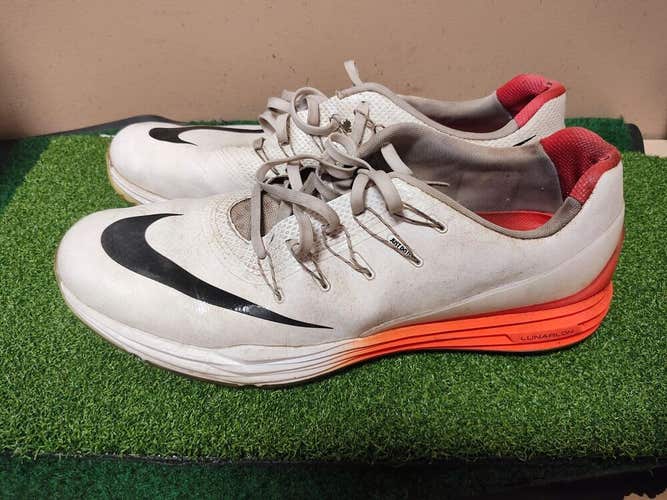 Nike Lunarlon -Men's Sz 14 -Orange/White/Black - Soft Spike Golf Shoes -