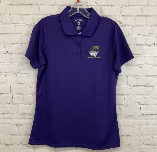 Antigua Womens Exceed 100222 Kyle Houchin Wildlife M Purple SS Polo Shirt NWT