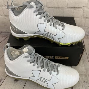 Under Armour 1269740-103 Spine Fierce MC Men's Soccer Cleats White Silver US 10