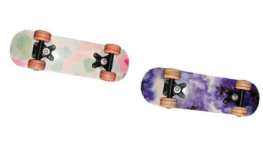 2 Pc Lot - Mini or Micro Skateboards 17" Long - Clouds or Watercolor Patterns