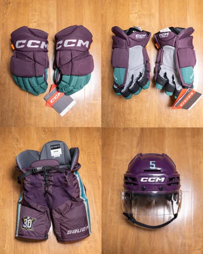 Anaheim Ducks 30th Anniversary Pro Stock Set - HGPJSPP Gloves, Nexus Pro Pants, Super Tacks X Helmet