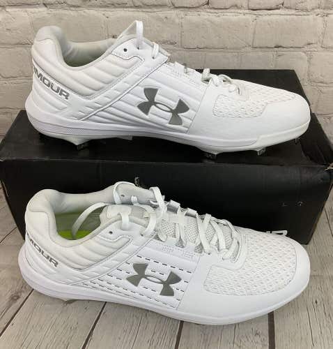 Under Armour 3021711-101 Yard Low ST Men's Baseball Metal Cleats White US 12