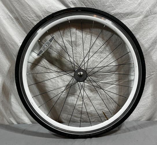 Fixie 28-Spoke Aero Aluminum Bolt-On 700C Front Wheel Continental Contact + Tire