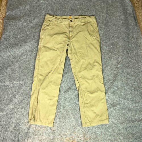 Carhartt Mens Pants 38x30 Beige Canvas Straight Workwear Relaxed Grunge Cotton