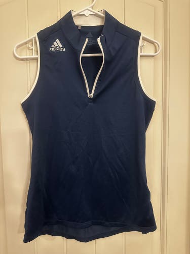 Adidas navy blue 1/4 zip sleeveless athletic top