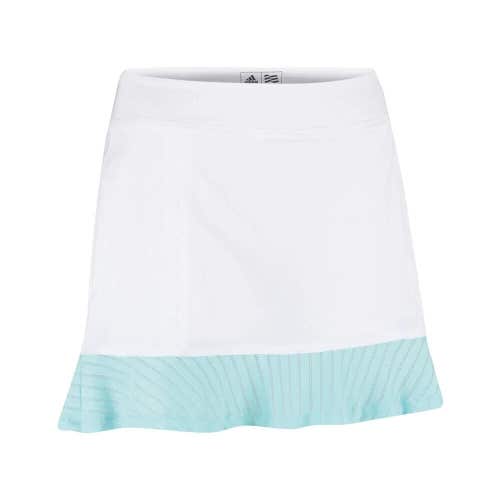 Adidas Golf Womens Tour Mesh B82709 Small White Blue Ruffle Skort Skirt NWT