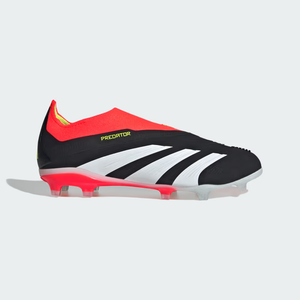 Size 1 - Black/White/Red (Gently Used) Kids - ADIDAS PREDATOR 24+ LACELESS FIRM GROUND SOCCER CLEATS