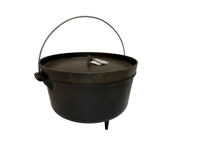 Large Cast Iron Dutch Oven with 3 legs, lid, & handle