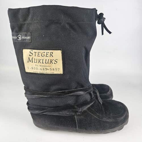 Steger Mukluks Boots Men’s 11 Black Moosehide Leather Canvas Made In Ely MN