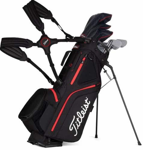 Titleist Hybrid 5 Stand Carry Golf Bag Black/Red w/ Rain Hood New #87866