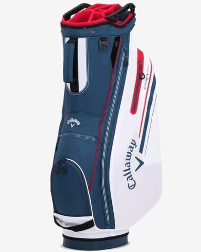 Callaway 2023 Chev 14 Cart Golf Bag Navy/White/Red w/ Rain Hood New #89064