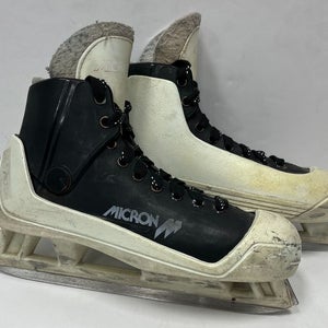 Vintage RARE Micron Goalie skates 9.5 hockey molded plastic white senior SR ice