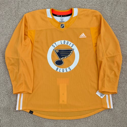 St Louis Blues Adidas Made in Canada (MiC) Size 58 Pro Stock Yellow Practice Jersey