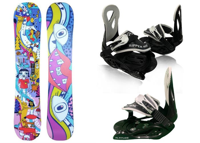 TODDLER GIRL’S BEANY “BARK” 100CM SNOWBOARD + RIPPER MINI BINDINGS (XS) 7C-13C