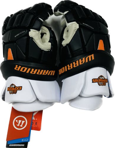 New Warrior Evo Lacrosse Gloves size 14" XL black orange custom mens lax x-large