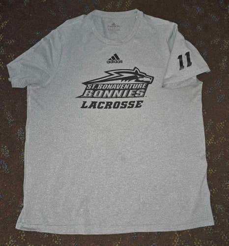 St Bonaventure Bonnies Lacrosse Team Issued adidas Wicking Work Out Shirt Large