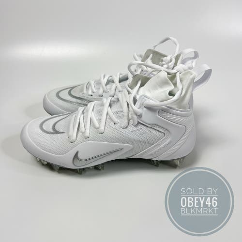 Nike Alpha Huarache 8 Elite LAX Cleats White Silver 6M 7.5W