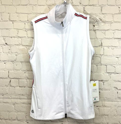 Chase 54 Womens LS8623 Comber Small White Pink Full Zip Golf Vest NWT