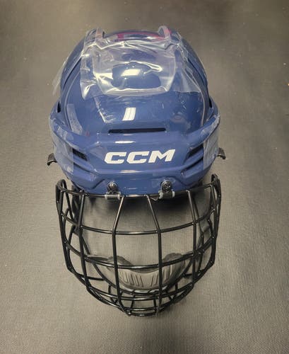 New Navy Blue Senior Medium CCM Tacks 720 Helmet Combo