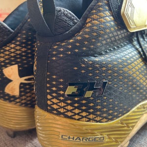 Under Armour Bryce Harper Men's Size 13 Baseball Cleat Black Gold
