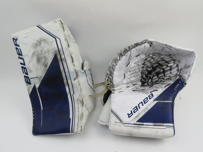 Bauer Supreme MACH Toronto Marlies AHL Pro Stock Hockey Goalie Glove Blocker Set Leafs