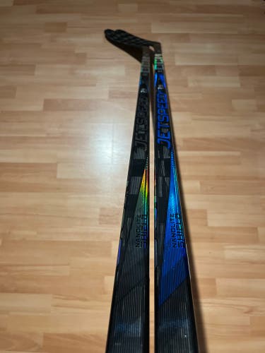 New 2 Pack 2x 75 Flex Left Handed P28 FT7 Pro Blue & Chrome Hockey Sticks